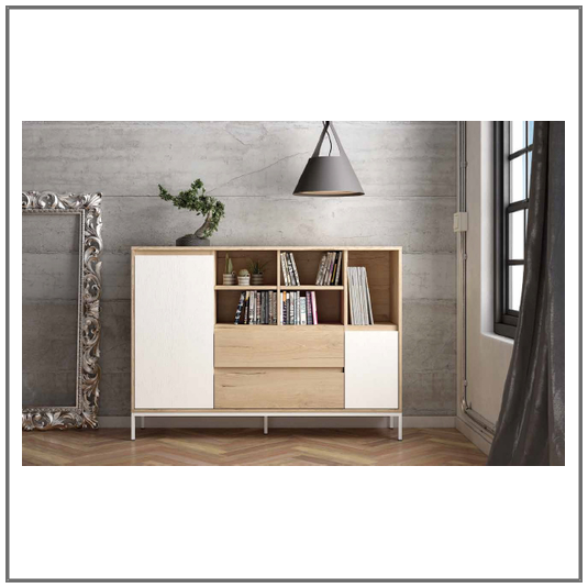 Aparador modelo Milano 150 cm en color Roble combinado Soul Blanco