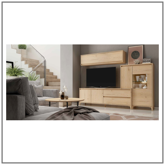 Mueble de salón modelo Milano en color Roble.