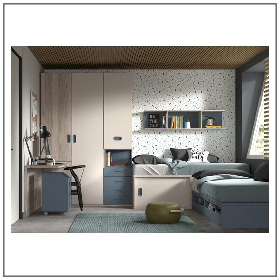 Dormitorio juvenil cama compacto