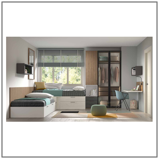 Dormitorio juvenil cama compacto