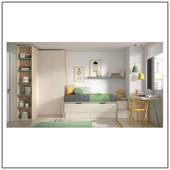 Dormitorio juvenil cama compacto