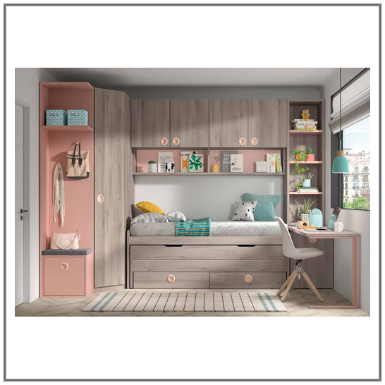 Dormitorio juvenil cama compacto