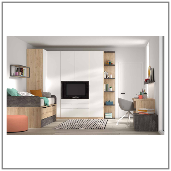 Dormitorio juvenil cama compacto